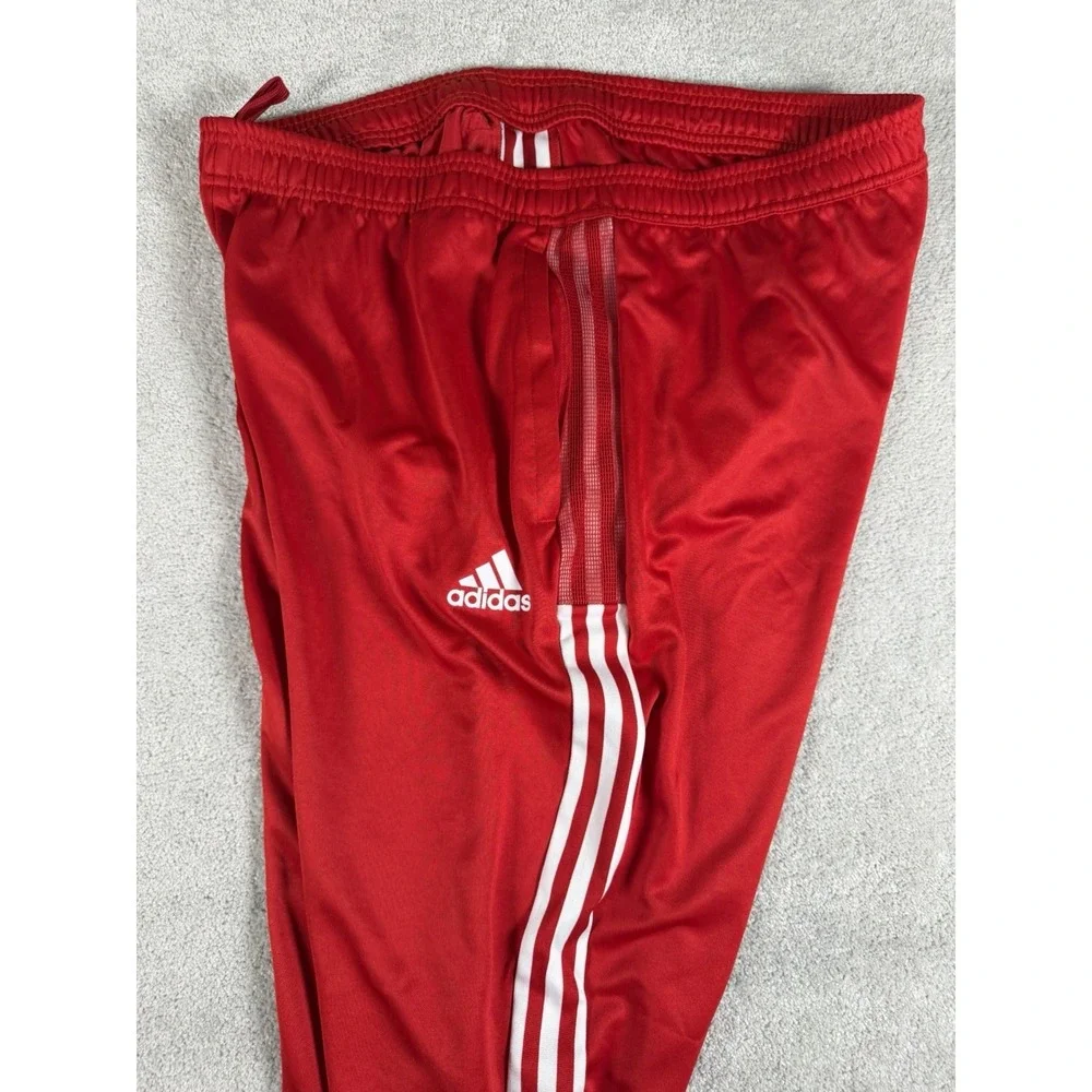 Adidas Track Pants‎ Mens 2XL Red AEROREADY Mesh Stripe Ankle Zip Pockets GT6841